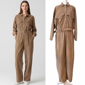 VTG Saint Germain Paris Corduroy Utilitarian Jumpsuit Quiet Luxury Boiler Suit M